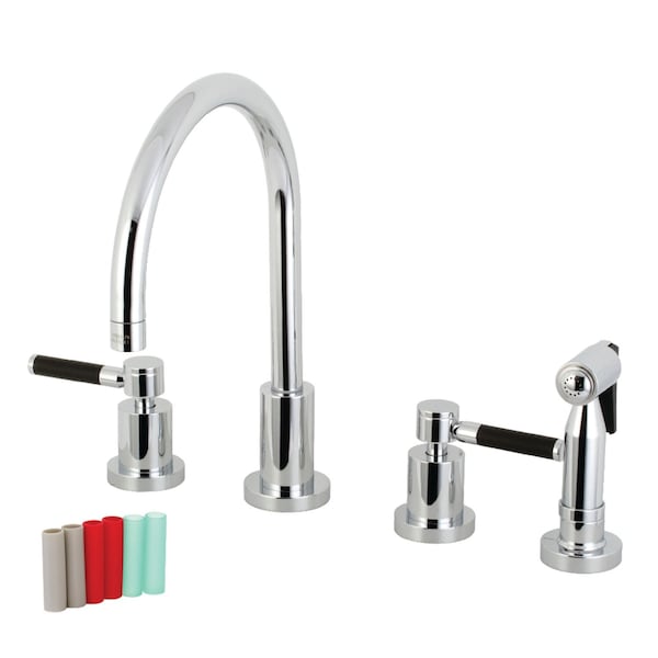KS8721DKLBS Kaiser 8" Widespread Kitchen Faucet W/ Brass Sprayer, Chrm